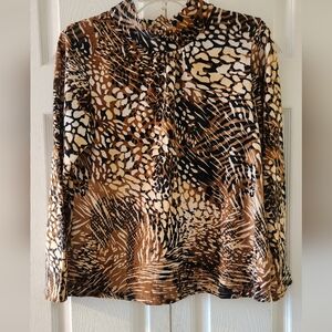 Kim Rogers Light Sweater Cheetah Animal Top Petite L